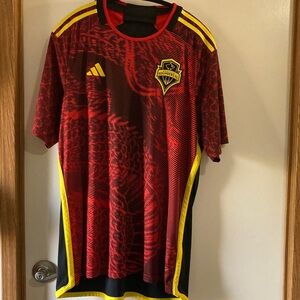 Adidas Red and Yellow Soccer Jersey